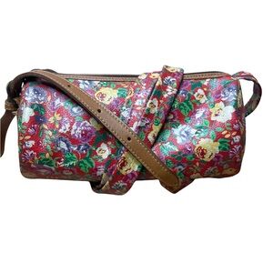 Kenzo Floral Crossbody Mini Barrel Bag Leather And Floral Strap